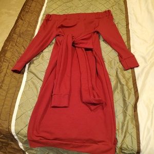 Sarin Matthew's Off the shoulder sweater tie dress